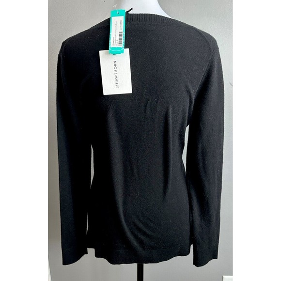 41 Hawthorn Women's Small Black Megan Merino Wool V-Neck Pullover Sweater NWT - Picture 3 of 5